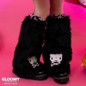 NEW ACDC RAG x Gloomy Bear x Sophie Powers Cake Black Faux Fur Leg Warmer